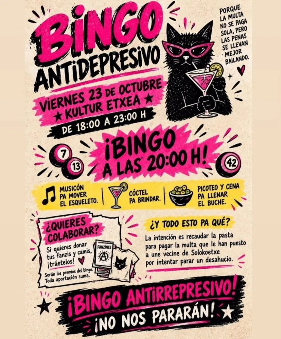 Bingo antirrepresivo en un centro cultural